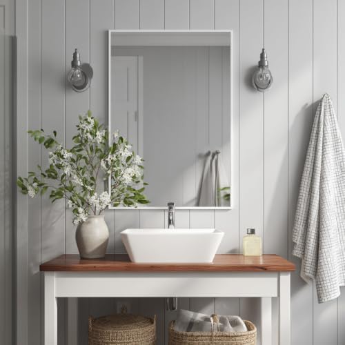 Sunniry Bathroom Mirrors for Over Sink, 16x20 inch White Vanity Mirror - Image 4