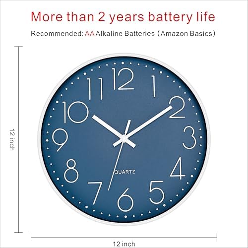 Foxtop 12" Modern Wall Clock Silent Battery Operated Analog Clock - Image 2