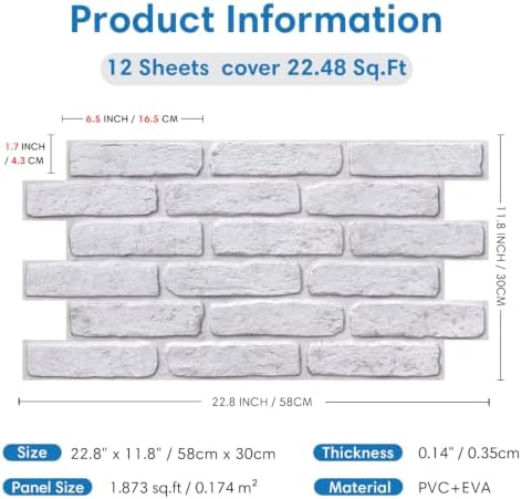 COMSTICKC 3D Faux Brick Wall Panel Peel and Stick Wall Covering - Image 5