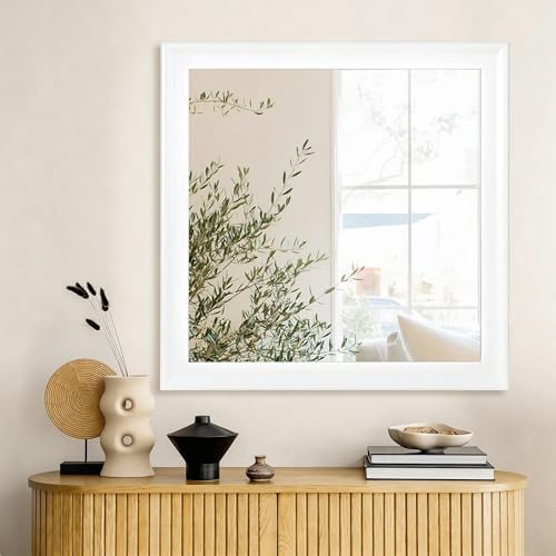 CULER White Wall Mirror for Bathroom, Rectangle 30 x 30 inch Vanity Mirrors - Image 5
