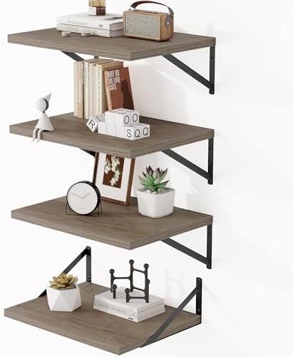 Heimlove 16W x 12D Deep Floating Shelves Set of 4 Grey by Heimlove