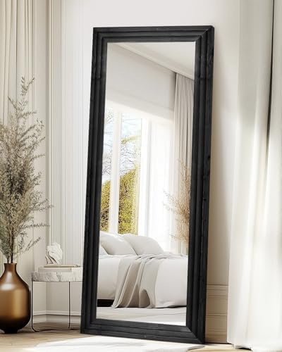 65x24in Full Length Mirror, 3-Tier Stepped Solid Wood Frame by ABSWHLM