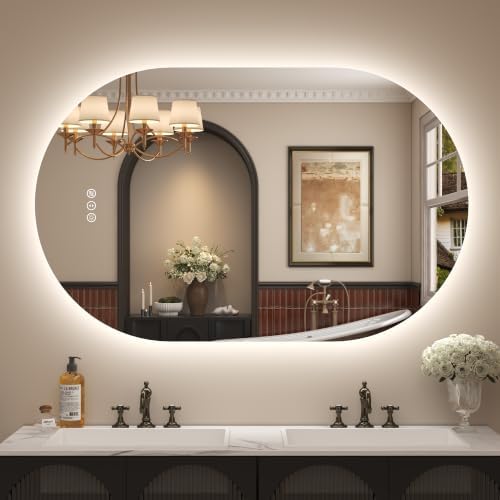 48x30 Inch Oval Backlit LED Bathroom Vanity Mirror by CHARMOR