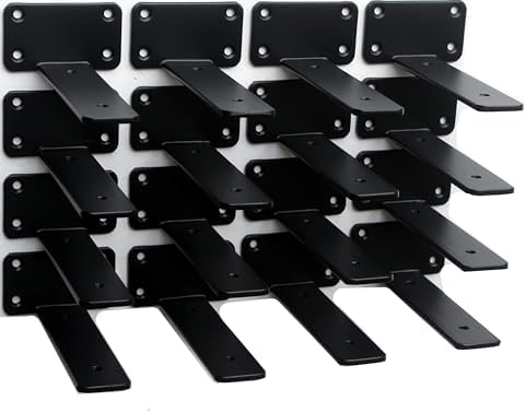 20 Pack - 6 inch Black Hidden L Shelf Bracket Iron Floating Shelf Brackets by MHMYDZ