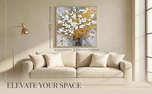 Large 3D Textured Framed Floral Wall Art - Image 5