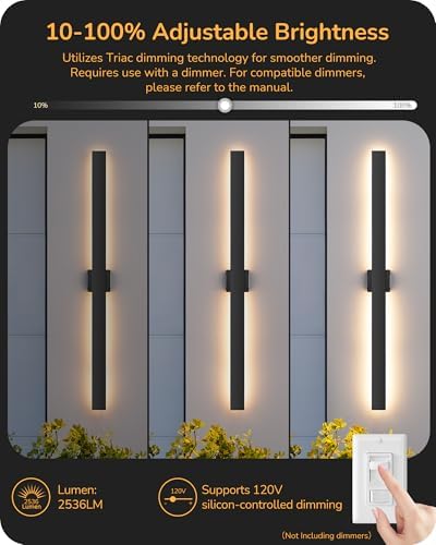 EDISHINE 47.2" LED Outdoor Wall Light, Modern Black Linear Wall Sconce - Image 5
