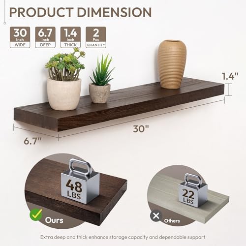 Marsmiles 30in Solid Wood Floating Shelves - Image 3