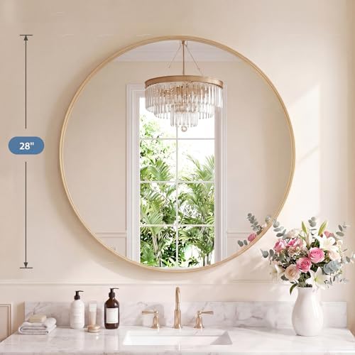 DUMOS Round Wall Mirror 28 Inch, Bathroom Wall Circle Mirror - Image 2