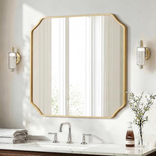 Delma Bathroom Vanity Mirror, Scalloped Round Corner Wall Mirror, - Image 6