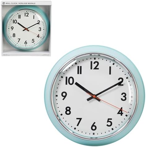 Kiera Grace Wall Clock, 13 Inch, Retro Teal Tea ClassicWall Clocks Battery - Image 4