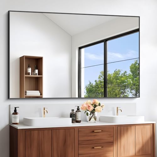 DESBING Black Bathroom Mirror for Wall, 60x36 Inch Rectangle Mirrors by DESBING
