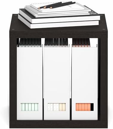 Furinno Cubicle Stackable Book Shelf, Extra Thick Bookshelf, Dark Oak - Image 6
