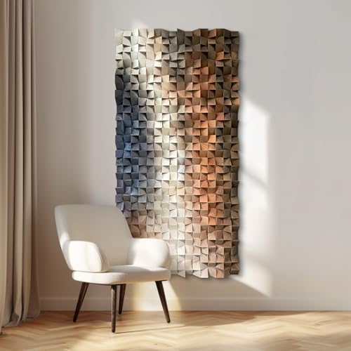LIUZEYUE Large Pine Block Wall Art Featuring Deep Faceted Texture by Unknown
