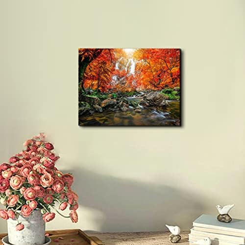 Sunset Waterfall Wall Art Burnt Orange Wall Decor Nature Tropical Forest - Image 2