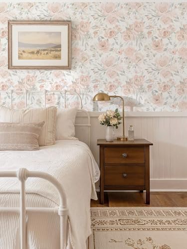 Ismoon Pink Floral Peel Stick Wallpaper Boho Watercolor Stick on Wall Paper - Image 4
