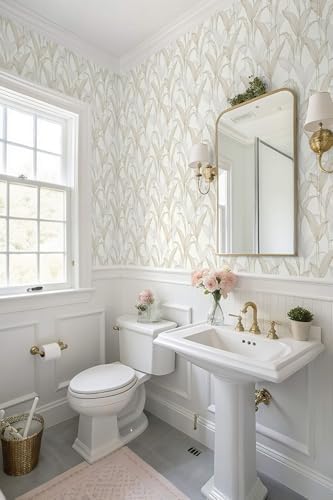Heroad Peel and Stick Wallpaper Boho Contact Paper Modern Neutral Beige Leaf - Image 3