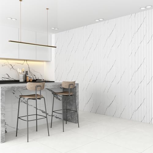 Slat Wall Panel 8-Pack, 108’’x6.3’’, Marble White - Image 4