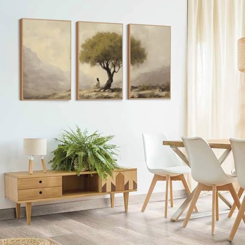 HLNIUC Jesus Sitting Under Olive Tree Canvas Wall Art, Religious Christian Wall - Image 3
