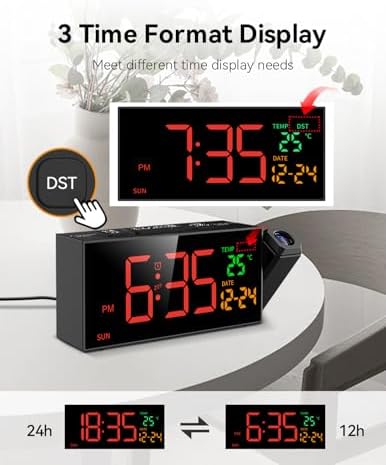 Netzu Projection Clock for Bedroom Ceiling, Alarm Clocks Black - Image 6