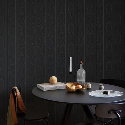 JiffDiff Black 3D Embossed Textured Peel Stick Wallpaper 17.3"x400" - Image 3