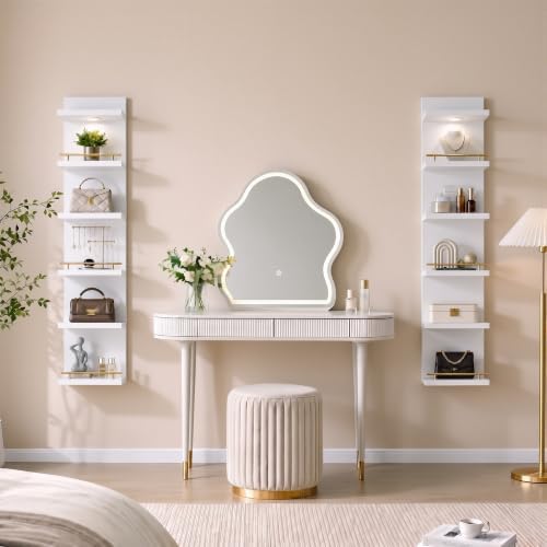 REIBII 6 Tier Wall Shelf Unit, LED Light - Image 2