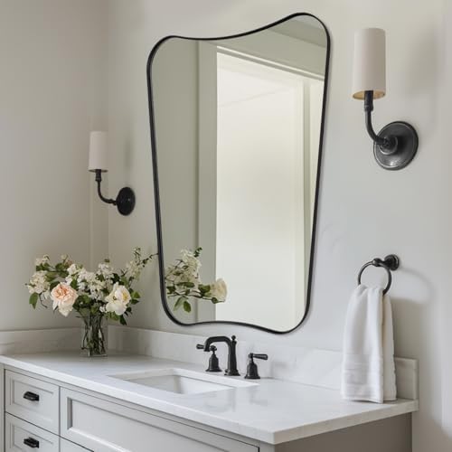 ANDY STAR Bathroom Mirror, 26x38 Inch Matte Black Vanity Mirror, Wall Mount by ANDYSTAR