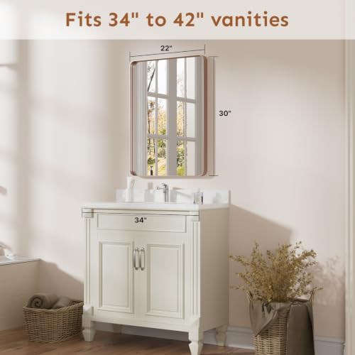 Kosmonia 30x22 Inch Bathroom Vanity Mirror Brushed Rose Gold - Image 2