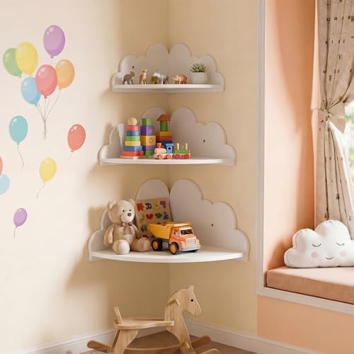 Novabright 3 Pack Cloud Floating Corner Shelves, 9/10/12 Inch Wall Mounted - Image 4