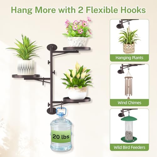 iDavosic.ly Wall Plant Holder, Rotating Floating Window Shelf 3-Tier Bronze - Image 4
