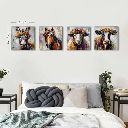 Abstract Animals Wall Art Colorful Cow Picture - Image 4