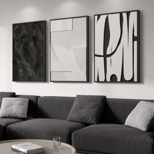 3D Large Framed Black and White Abstract Wall Art by Cuspin