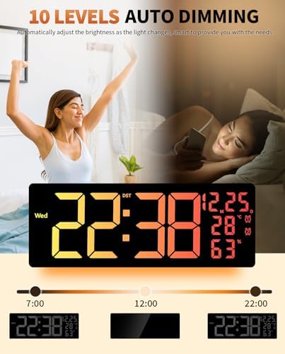 17.2" Large Digital Wall Mount Clock, Big LED - Image 6