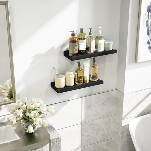 Love-KANKEI 17" Black Floating Wall Shelves - Image 2