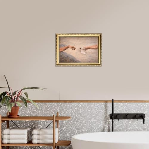 Gold Framed Wall Art, Funny Creation Of Adam Toilet Paper Print - Image 6