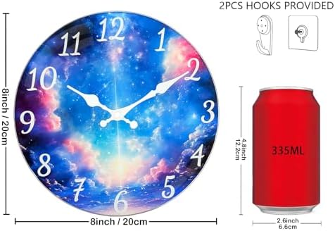 Glass Wall Clocks Battery Operated, 8 Inch Galaxy Analog Clock - Image 3