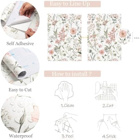 Orainege Pink Floral Peel and Stick Wallpaper Self Adhesive Wallpaper - Image 5