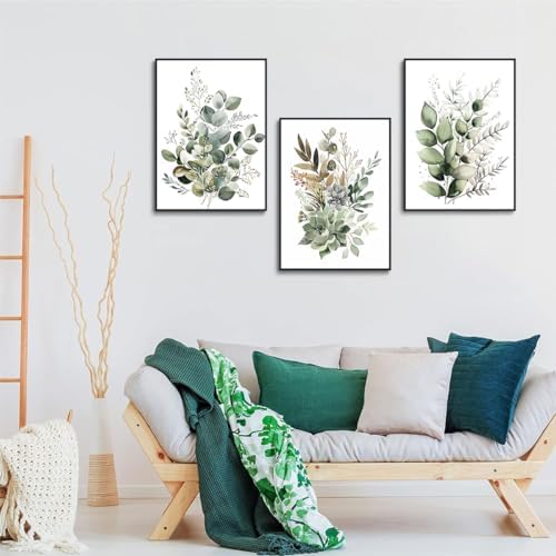 Sage Green Eucalyptus Framed Wall Art Set of 3, 16x24 inch - Image 7