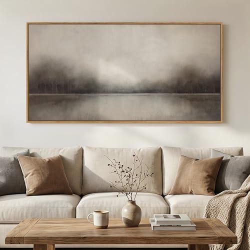 Large Framed Neutal Abstract Landscape Wall Art by Cuspin