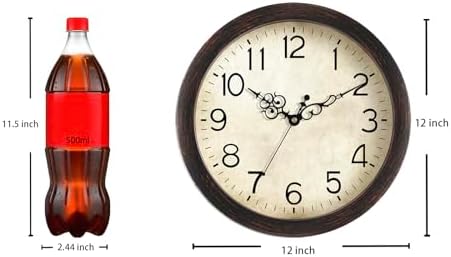 KECYET Wall Clock 12" Vintage Battery Operated Non-Ticking Quartz - Image 4