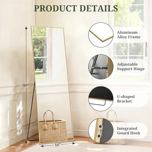 Mirror Full Length 59"x16", Rectangle Full Body Floor Mirrors - Image 4