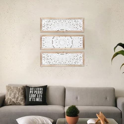Carved Floral Wall Decor Panels Set of 3 - Image 7