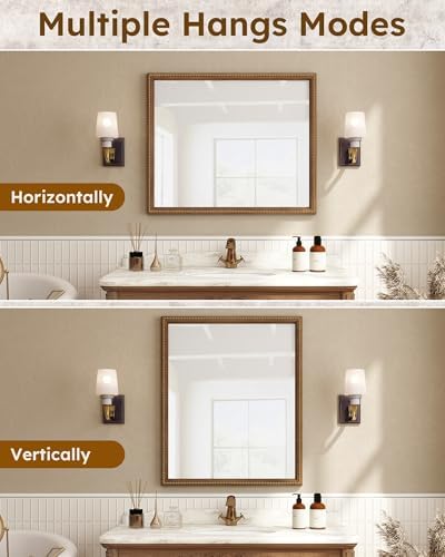 Axeman 30x36 Wood Wall Mirror, Rustic Bathroom Mirror, Vintage Wall Mounted - Image 4