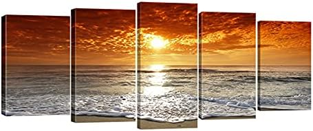 Wieco Art Grand Sight Sunset Ocean Canvas Prints Wall Art Sea Beach Pictures to by WiecoArt