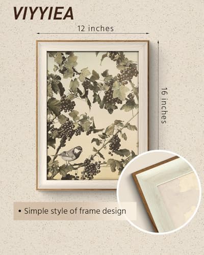 VIYYIEA Framed Vintage Bird Branch Wall Art - Image 5