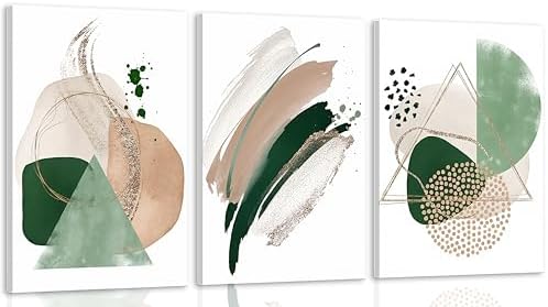 Uofnvrji 3Pcs Framed Sage Green Minimalist Geometric Abstract Wall Art by Unknown