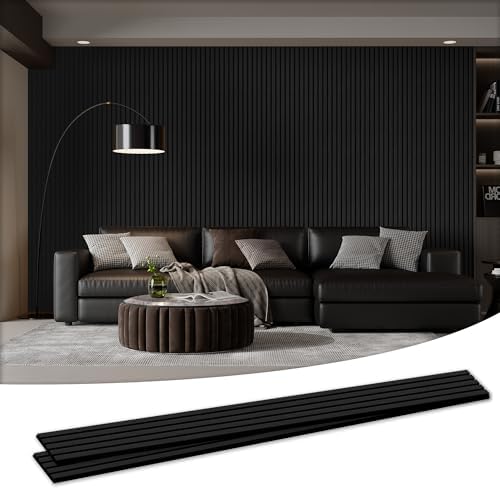 2 Pack Wood Salt Acoustic Wall Panels 94" x 23.6" x 0.8", Matte Black by LDB_BUILDING