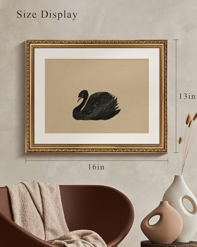 VIYYIEA Gold Framed Black Swan Wall Art Wildlife Canvas Print, 16×20 Inch - Image 6