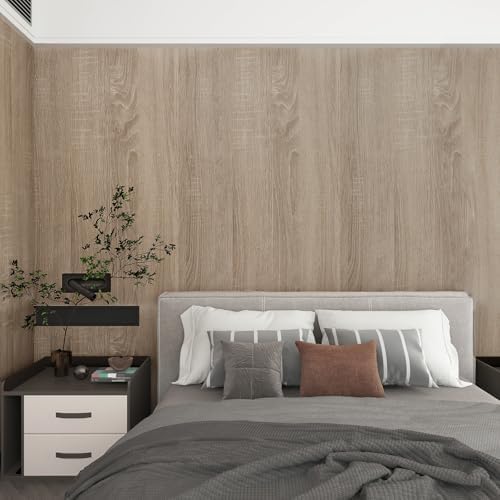 Boobest 354x24 Inch Light Wood Wallpaper Peel and Stick Oak Wallpaper Grey - Image 5