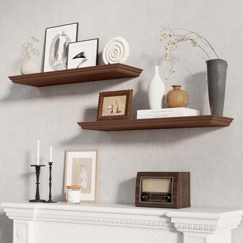 Fun Memories Floating Shelves 32 Inch Long, 9.3 Inch Deep Classic Crown Molding - Image 2