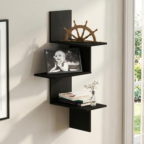 3-Tier Corner Square Wall Shelf, Corner Floating Shelves by Mikkagu